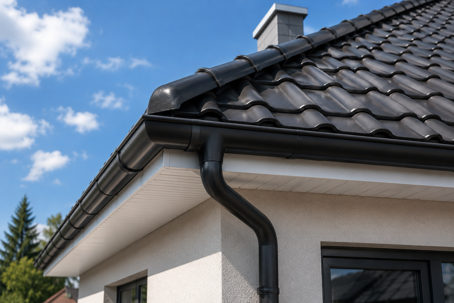 Neue Dachrinne und neues Fallrohr
